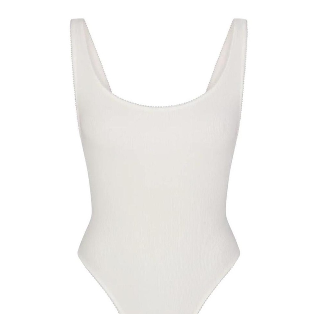 NWOT SKIMS Cotton Rib Picot Tank Bodysuit | Fitted Everyday Basic